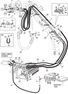 Tête d'abattage, conduites hydrauliques 9992804