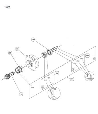 Moteur rotation tourelle, assemblage 99929416